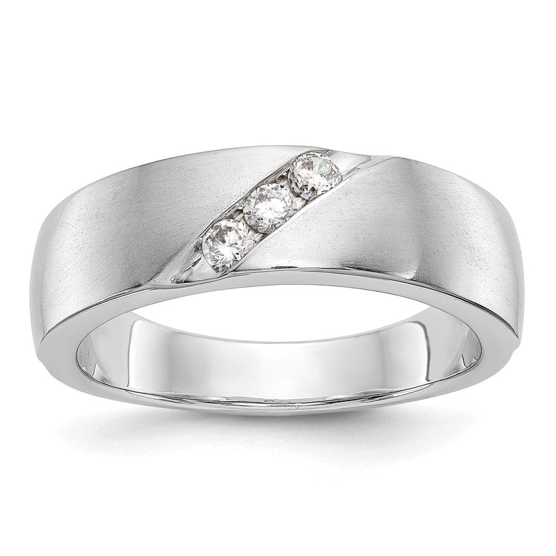 14K White Gold Men's 1/5 carat Lab Grown Diamond VS+ F+ Complete Band