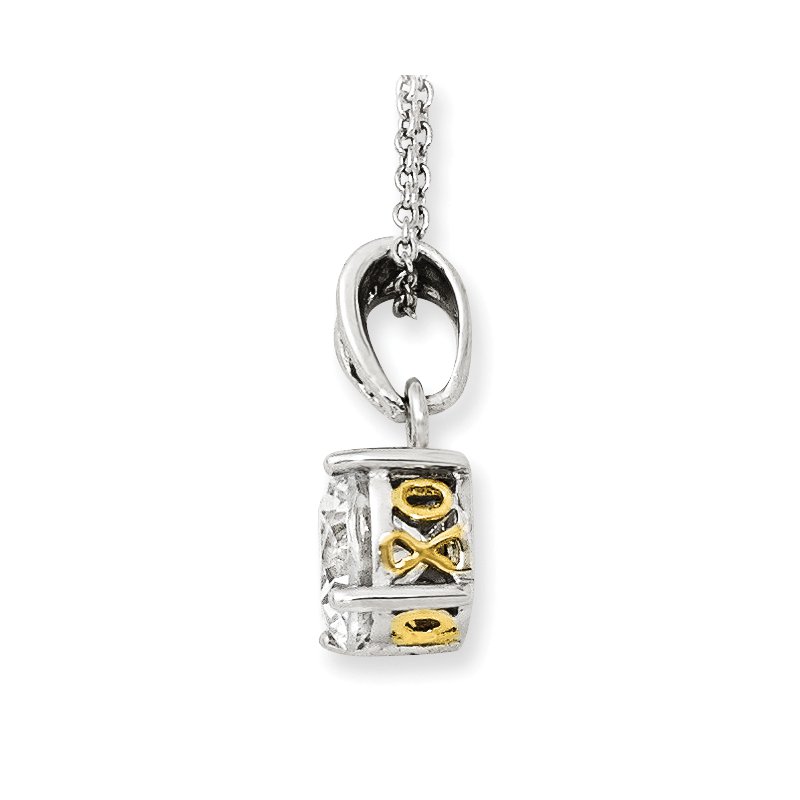Sterling Silver Rhodium-plated with Gold-plated Accent Brilliant-cut 8mm CZ XO Gallery 18 Inch Necklace