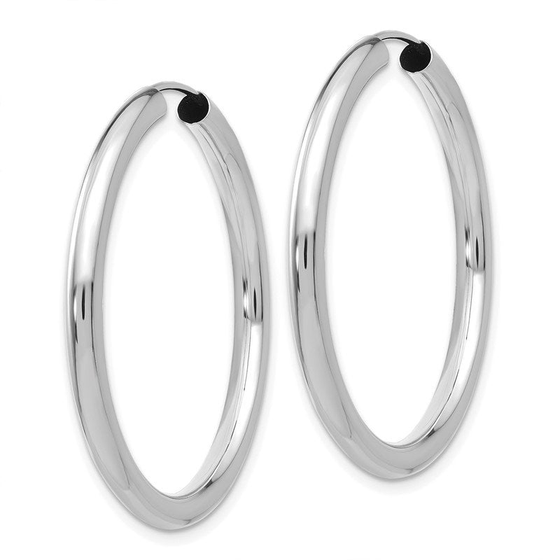 14k White Gold 3.00x25mm Polished Endless Tube Hoop Earrings