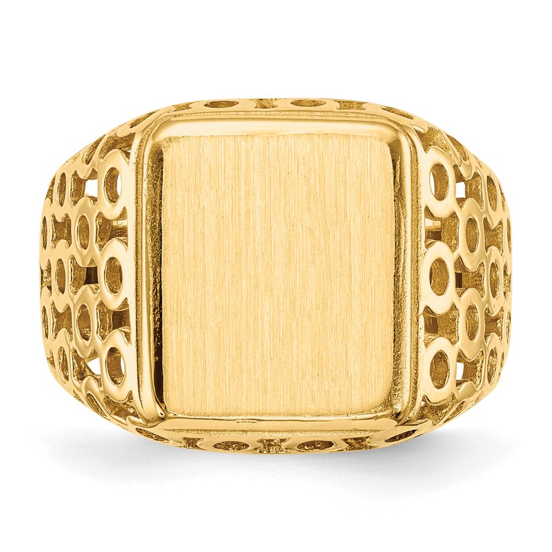 14k 11.5 x 13.5mm Open Back Mens Signet Ring