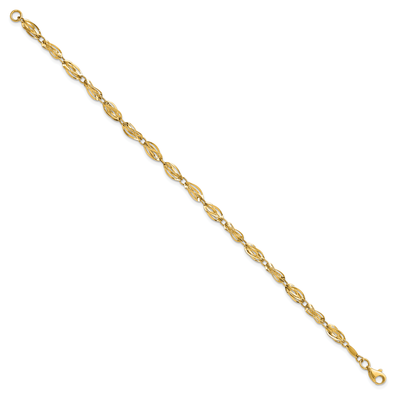 14K Polished Fancy Twisted Oval Link 7.75 inch Bracelet