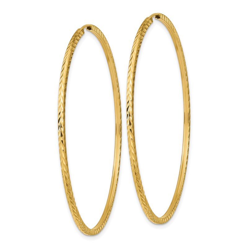 14k 1.35x55mm Diamond-cut Square-Tube Endless Hoop Earrings