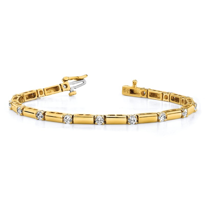 14k Complete 2.8 carat Round A Diamond Bar Link 7 inch Tennis Bracelet