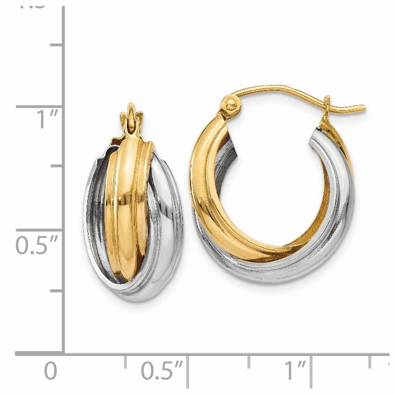 14k Two-tone Polished Double Hoop Earrings