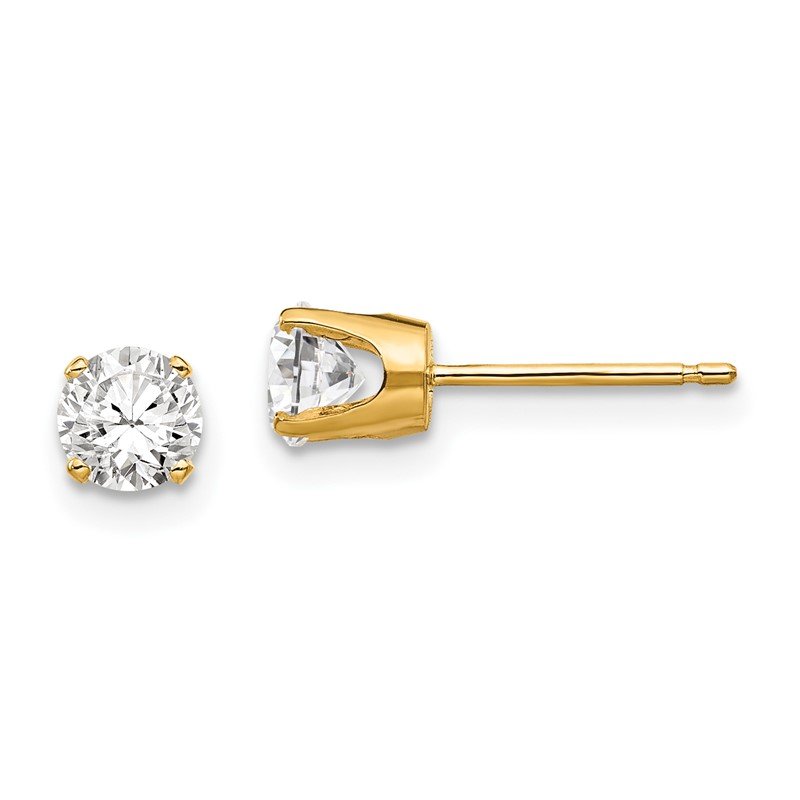 14k 4.5mm Round CZ Stud Earrings