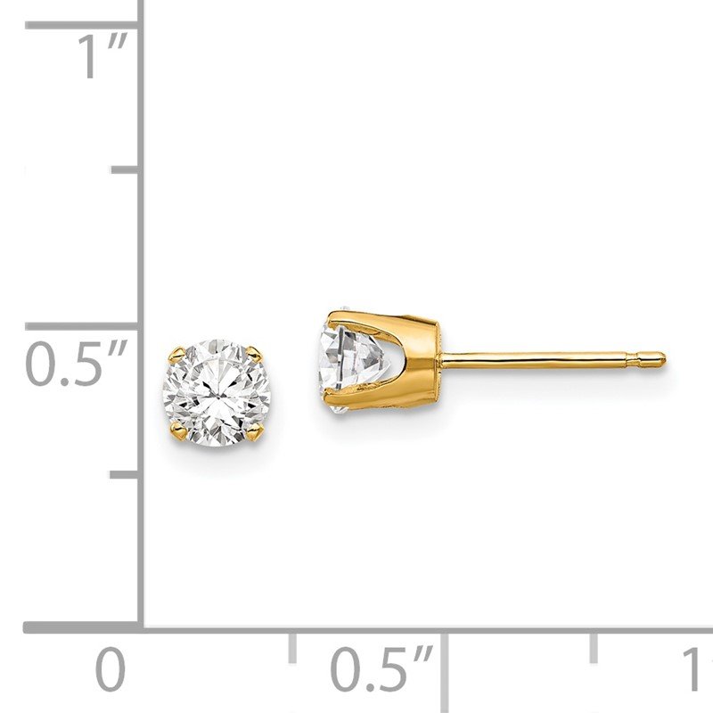 14k 4.5mm Round CZ Stud Earrings