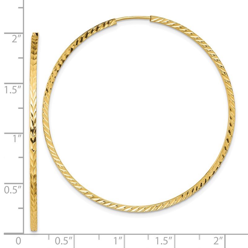 14k 1.35x50mm Diamond-cut Square-Tube Endless Hoop Earrings