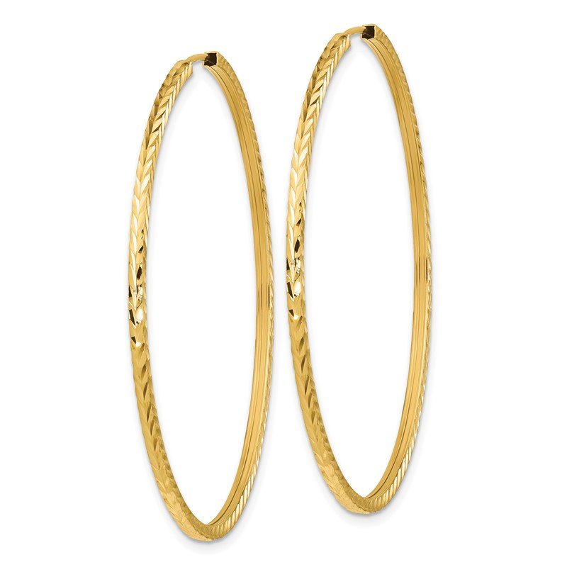 14k 1.35x50mm Diamond-cut Square-Tube Endless Hoop Earrings