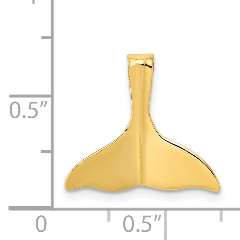 14k 3-D Polished Whale Tail Chain Slide