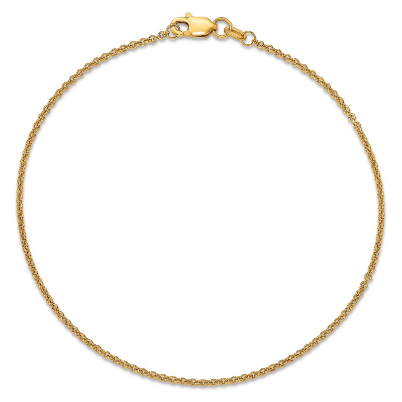 14K 10 inch 1.4mm Round Open Link Cable with Lobster Clasp Anklet