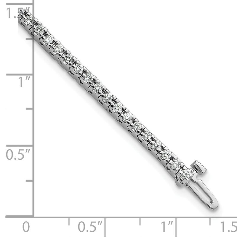 14k White Gold Complete 1.25 carat Round AA Diamond 4-prong 7 inch Tennis Bracelet