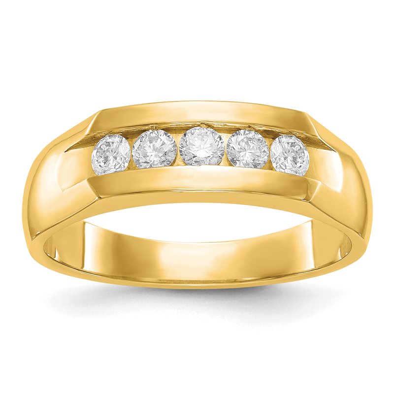 14K White Gold Men's 1/3 carat Lab Grown Diamond VS+ F+ Complete Channel Five Stone Band