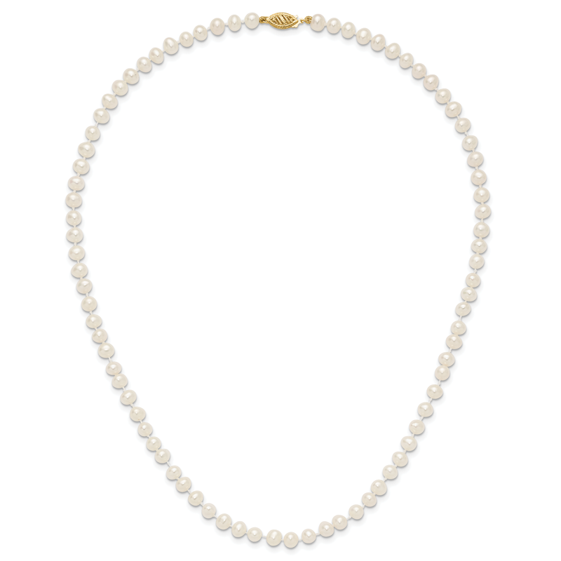 14k 5-6mm White Near-Round Freshwater Cultured Pearl 16 inch Necklace