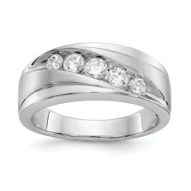 14K White Gold Men's 1/2 carat Lab Grown Diamond VS/SI  D E F  Brushed and Polished Band