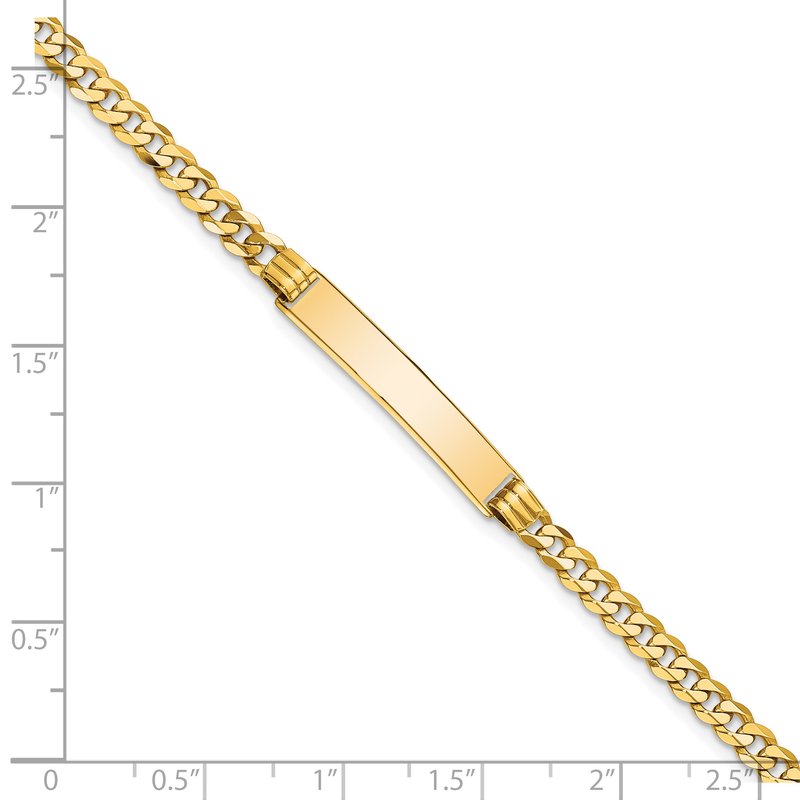 14k Polished Solid Chain/Solid Plate Curb Link 24.5x5mm Plate 7 inch ID Bracelet