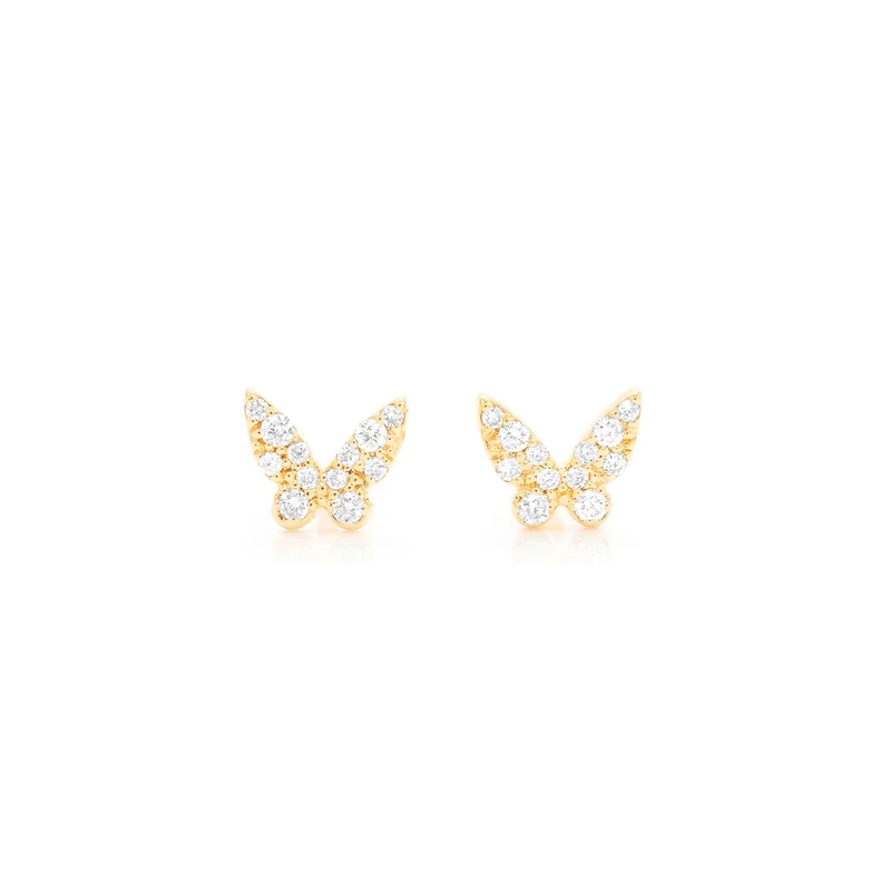 Mini Butterfly Stud Earrings 14K