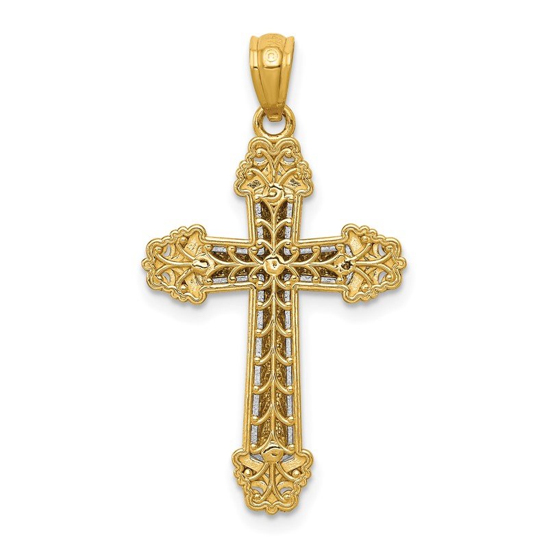 14k Two-tone Polished Cross Pendant