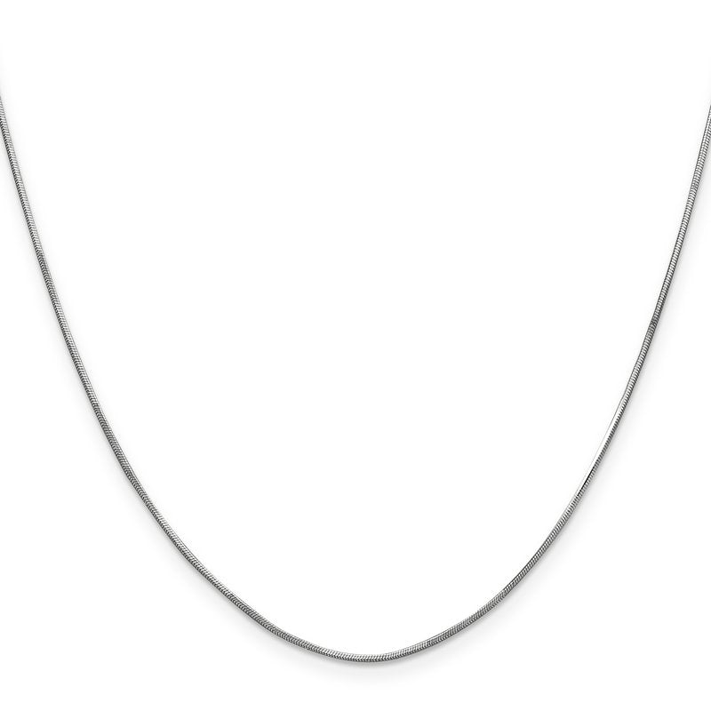 14K White Gold 10 inch 1mm Octagonal Snake with Lobster Clasp Anklet