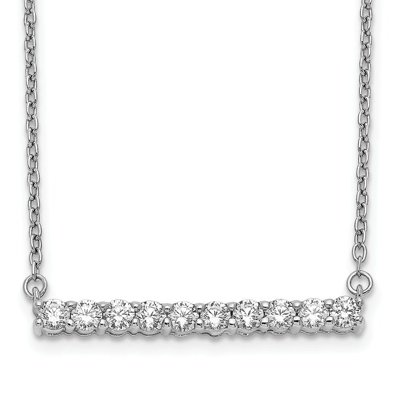 14k White Gold 1/10 carat Diamond Bar 18 inch Necklace