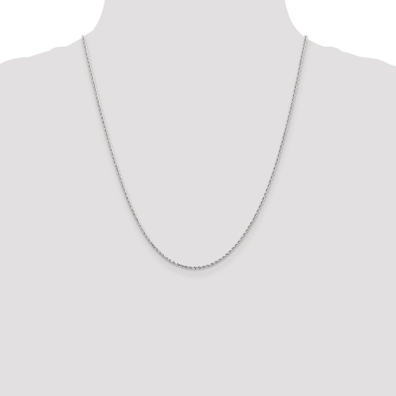 14K White Gold 1.5mm Diamond-Cut Rope Chain Anklet