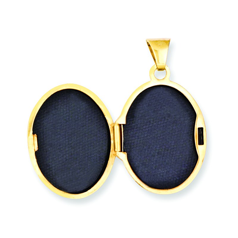 14k with White Rhodium Footprints Poem on Reverse 17mm Oval Locket