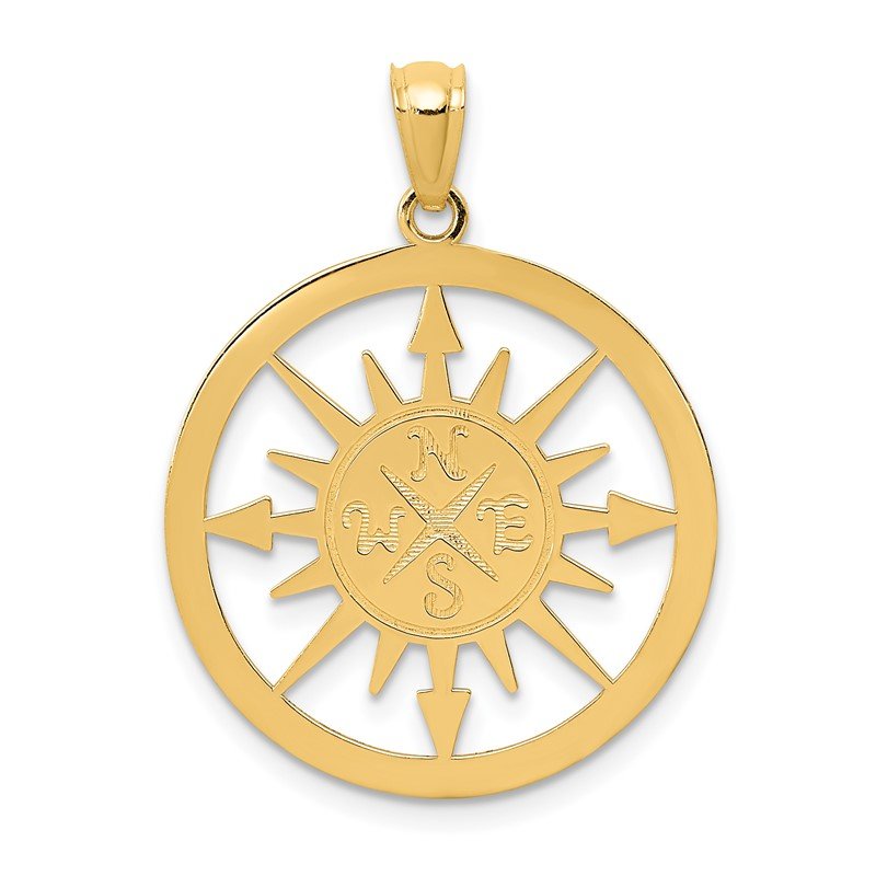 14K Satin / Polished I WOULD BE LOST WITHOUT YOU Compass Pendant
