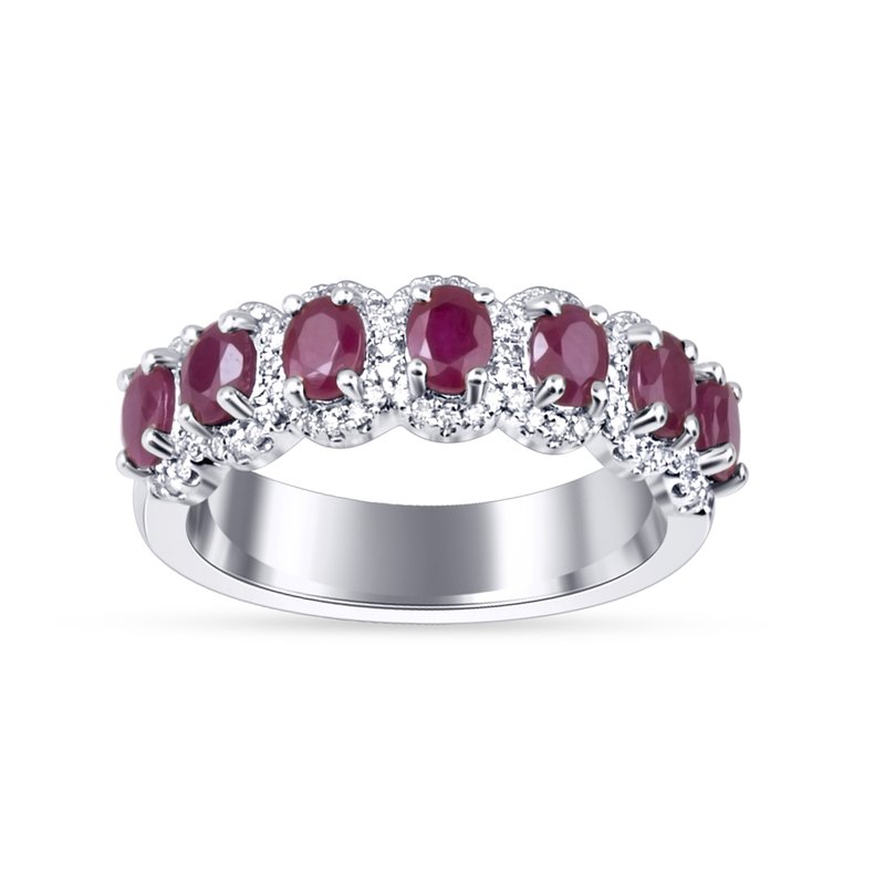 14K 0.48 Ct Diamond &amp; Ruby Band