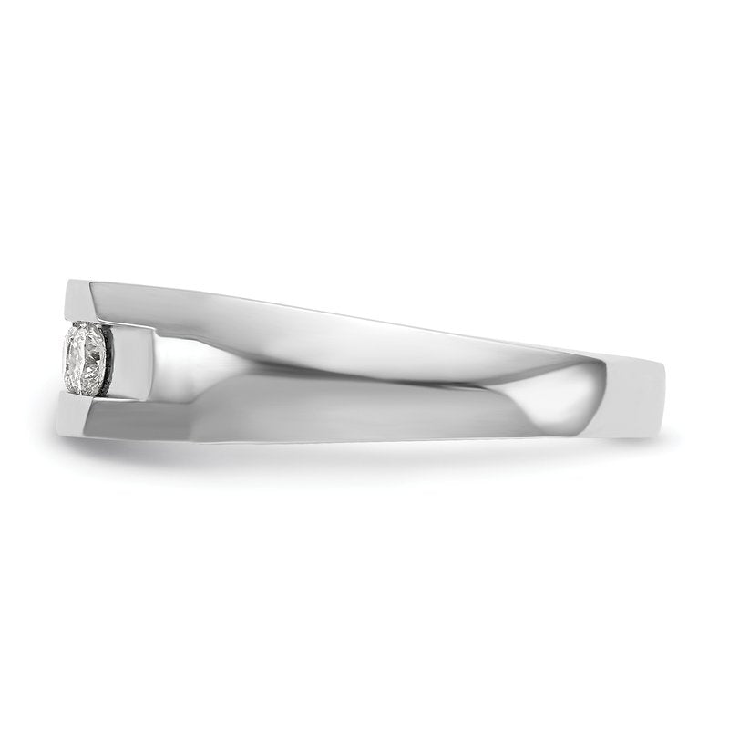 14K White Gold Men's 1/3 carat Lab Grown Diamond VS+ F+ Complete Channel Five Stone Band