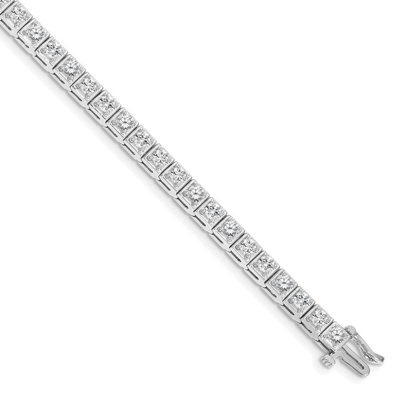 14k White Gold Complete 3.75 carat Round AA Diamond 4-prong 7 inch Tennis Bracelet