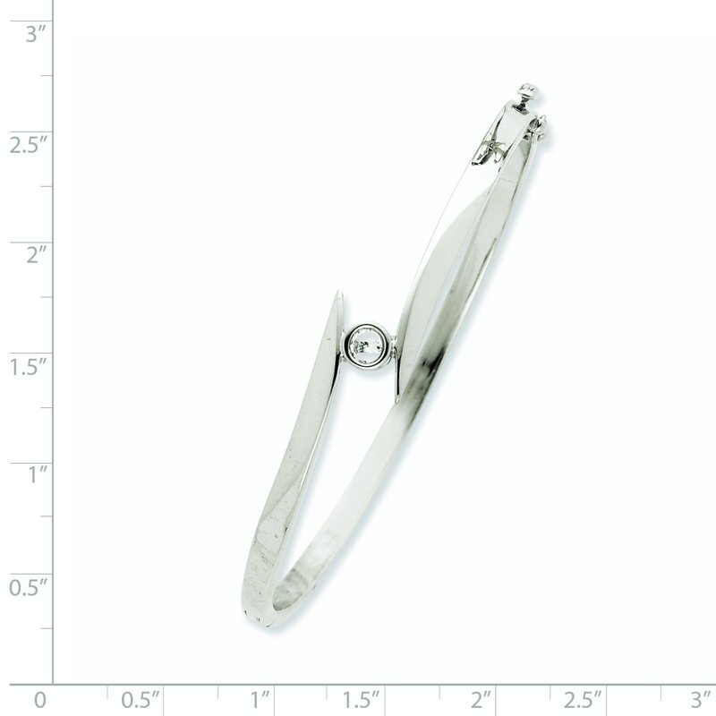 14k White Gold Complete 1/4 carat AA Diamond Hinged Oval Bangle Bracelet