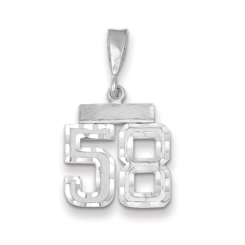 14kw Small Brushed Diamond-cut Number 58 Charm