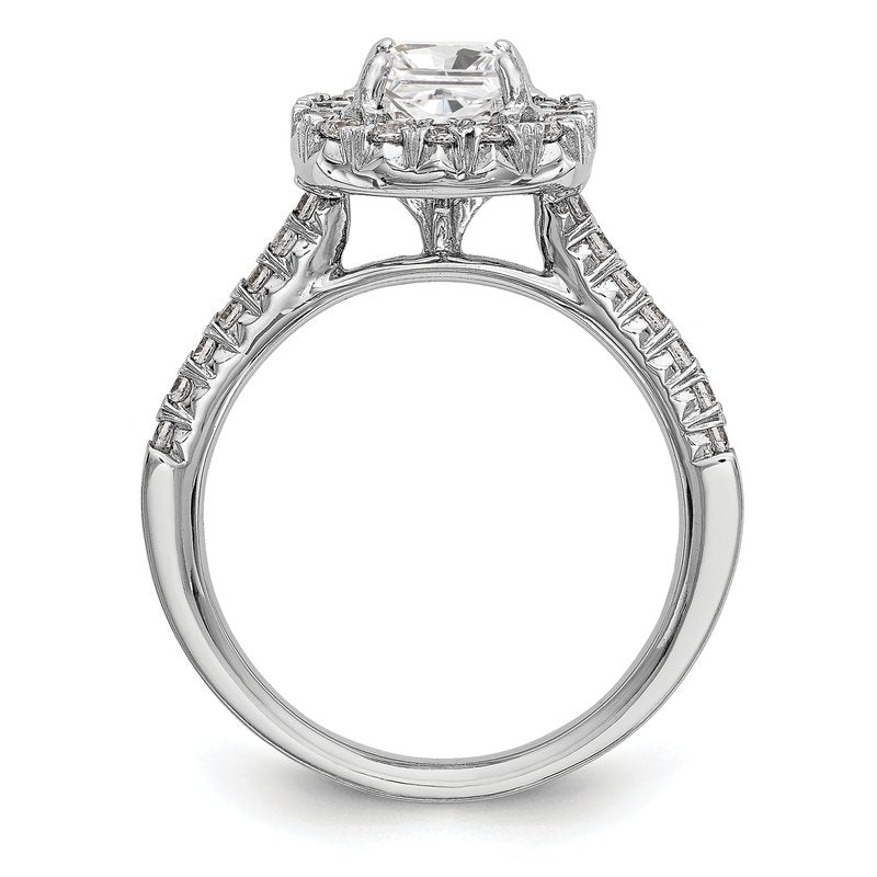 14K White Gold 1/2 carat Lab Grown Diamond VS+ F+ Semi-Mount Asscher Halo Engagement Ring