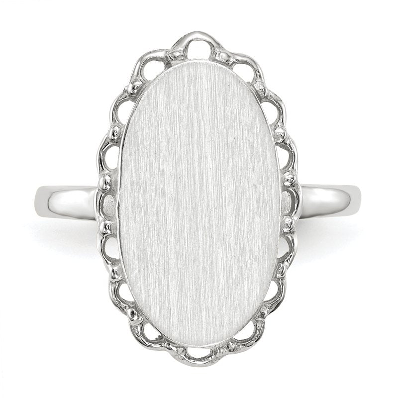 14k White Gold 10.5x14.0mm Open Back Signet Ring