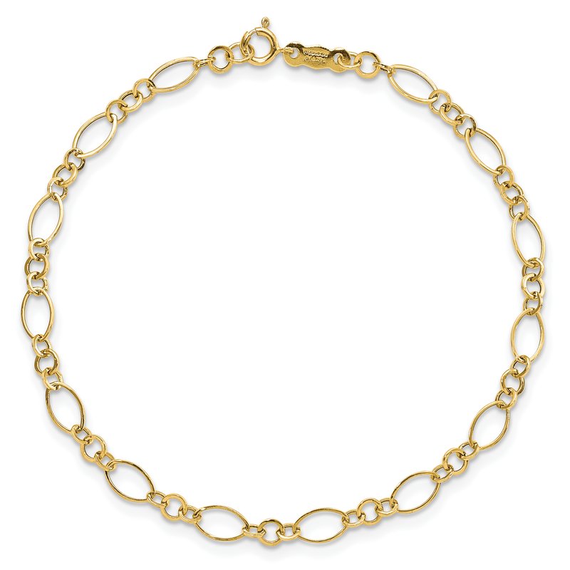 14k Polished 3mm Fancy Oval and Round Link 18 inch Necklace