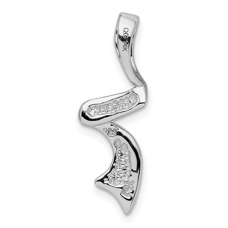 14k White Gold Polished Slide Fits up to 2mm Regular/6mm Fancy or Reversible Omega