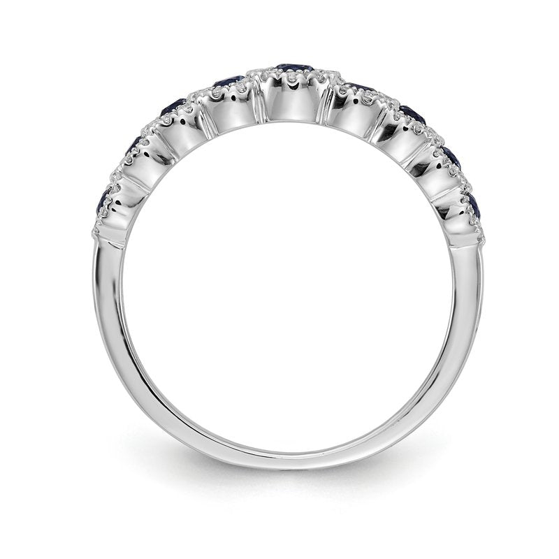 14k White Gold Diamond and Emerald Polished Ring