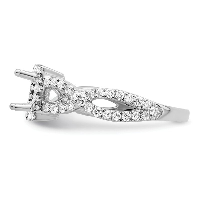14K White Gold 1/2 carat Lab Grown Diamond VS/SI  D E F  Semi Mount Princess Halo Engagement Ring