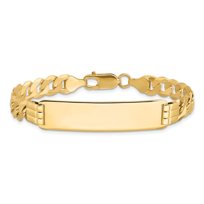 14k Polished Solid Chain/Solid Plate Curb Link 37x9mm Plate 7 inch ID Bracelet