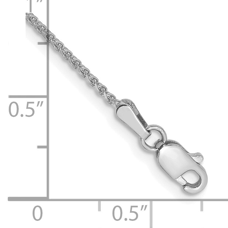 14K White Gold 10 inch 1.25mm Diamond-cut Spiga with Lobster Clasp Anklet