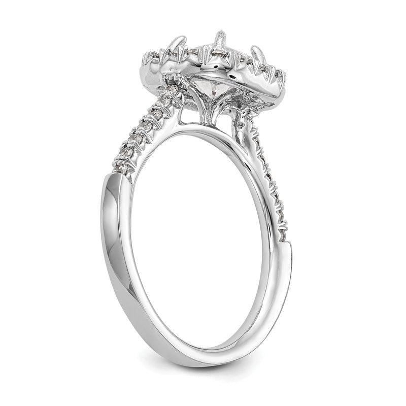 14K White Gold 1/2 carat Lab Grown Diamond VS+ F+ Semi-Mount Asscher Halo Engagement Ring