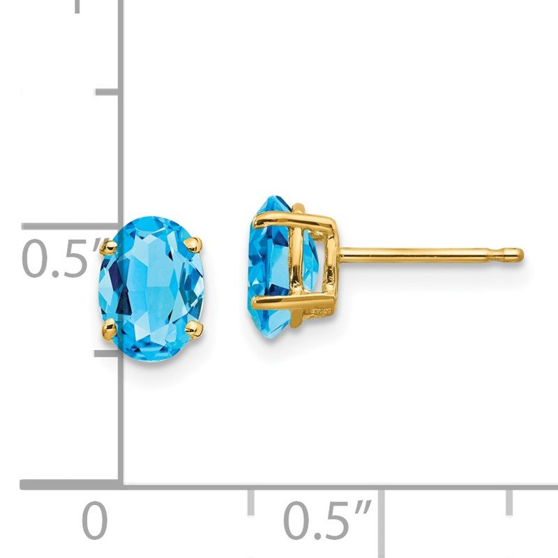 14k 7x5mm Oval Blue Topaz Post Earrings