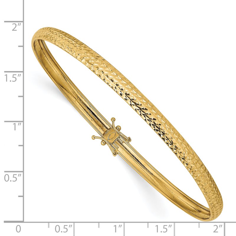 14K Polished Diamond-cut 4.25mm Flexible Round Bangle Bracelet