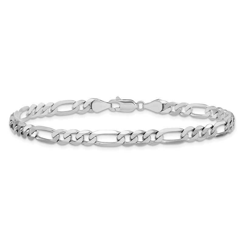 14K White Gold 26 inch 5.5mm Flat Figaro with Lobster Clasp Chain