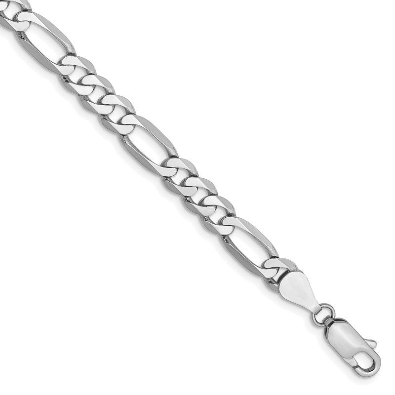 14K White Gold 26 inch 5.5mm Flat Figaro with Lobster Clasp Chain