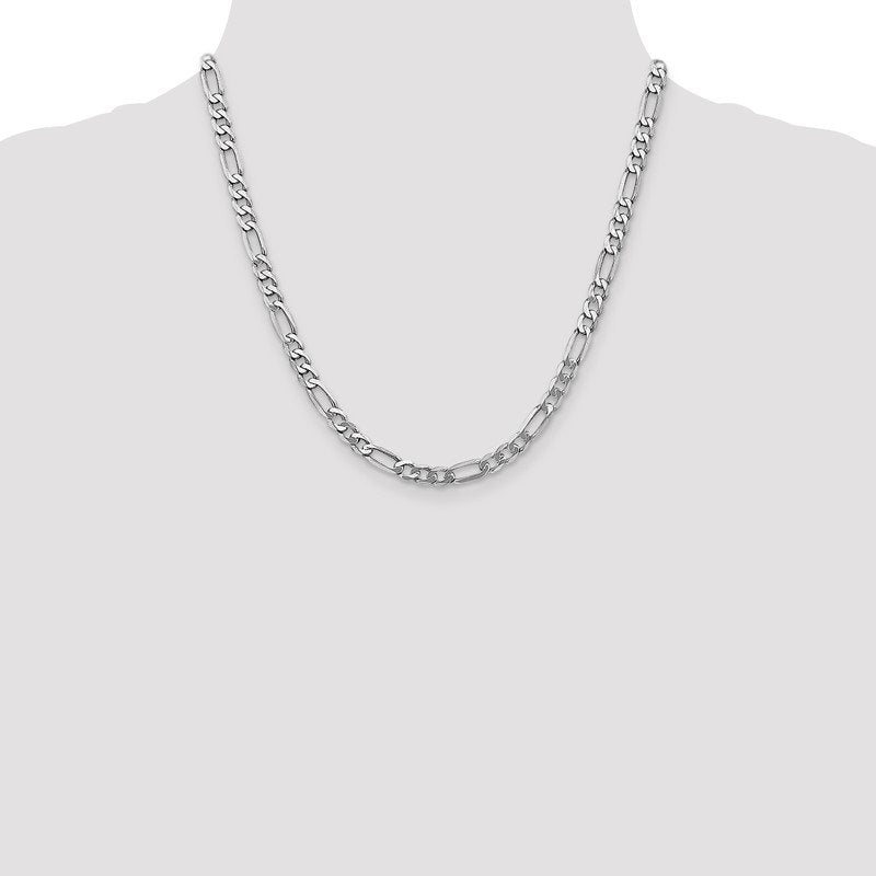 14K White Gold 26 inch 5.5mm Flat Figaro with Lobster Clasp Chain