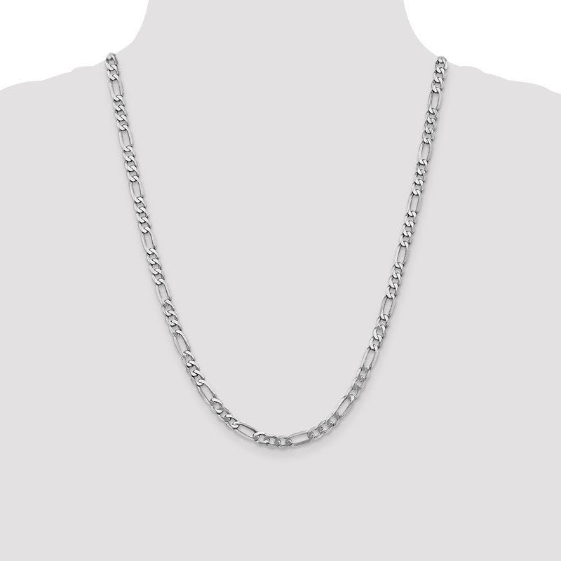 14K White Gold 26 inch 5.5mm Flat Figaro with Lobster Clasp Chain