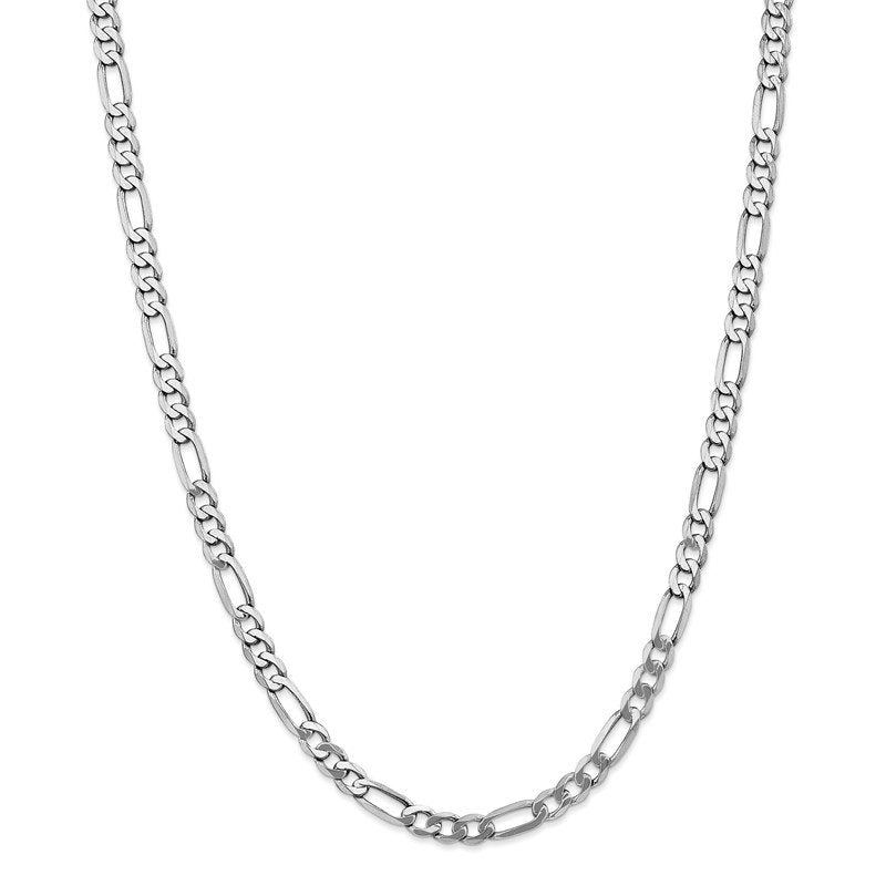 14K White Gold 26 inch 5.5mm Flat Figaro with Lobster Clasp Chain