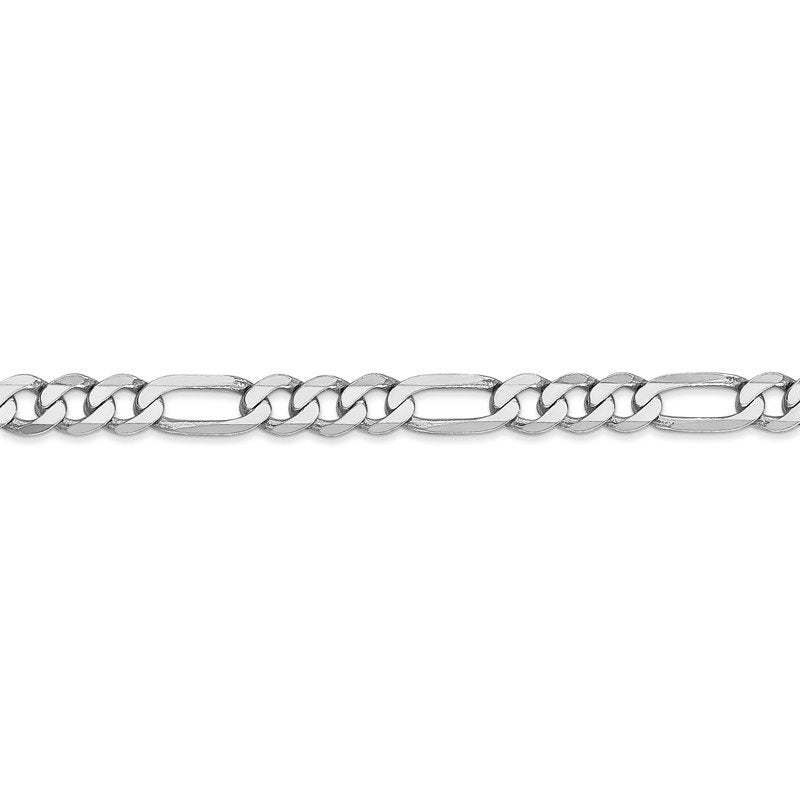 14K White Gold 26 inch 5.5mm Flat Figaro with Lobster Clasp Chain