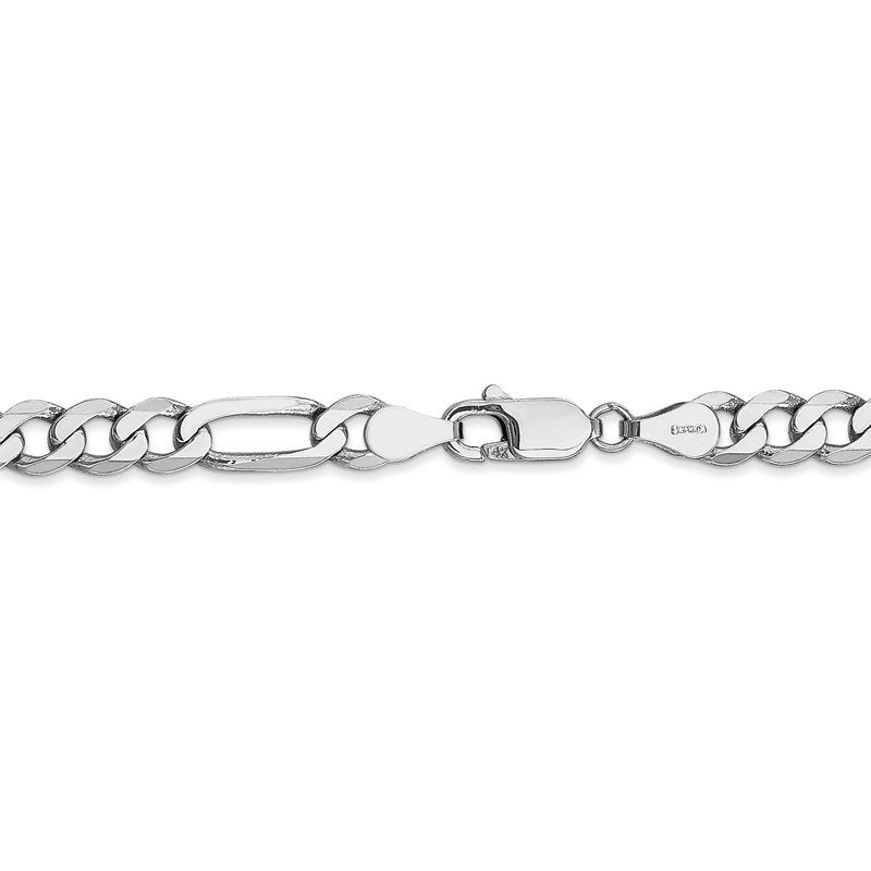 14K White Gold 26 inch 5.5mm Flat Figaro with Lobster Clasp Chain