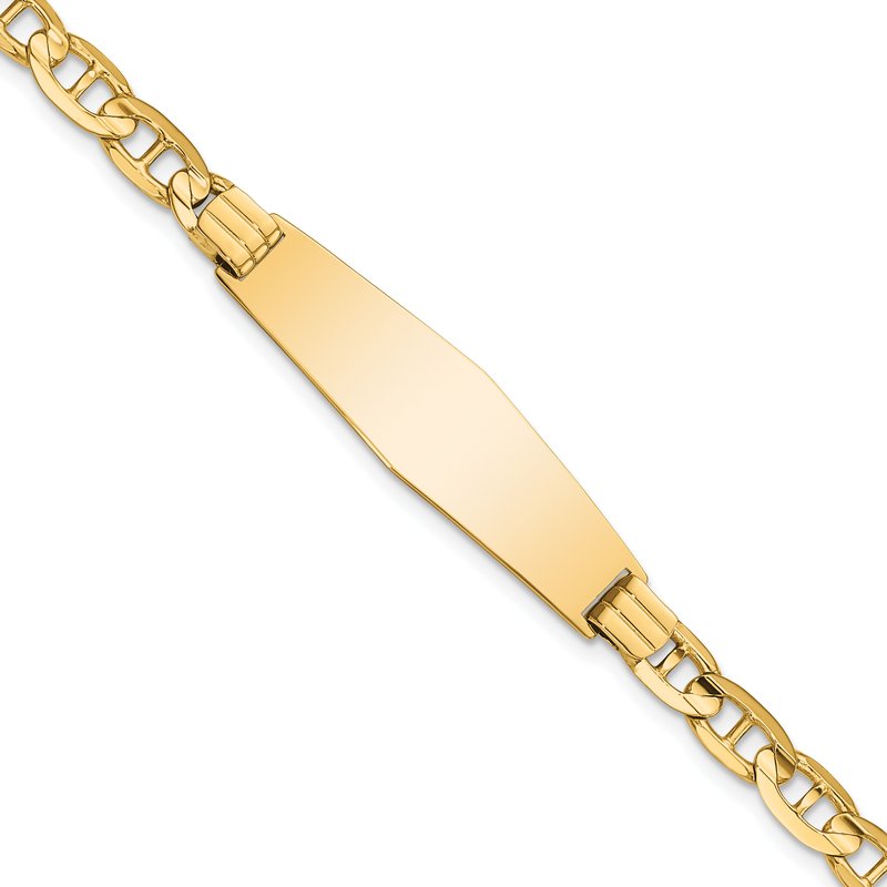 14k Polished Solid Chain/Solid Plate Anchor Link Soft Diamond Shape 33x9.8mm Plate 7 inch ID Bracelet